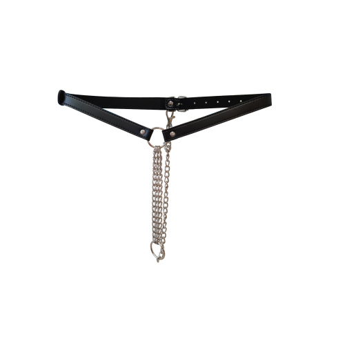 Leather thong 2 chains