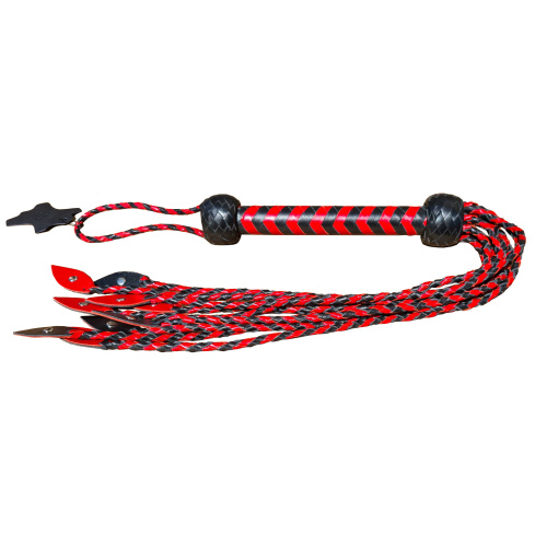 Braided leather reprimands flats red black