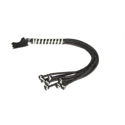 reprimands 8-tailed cat white and black leather