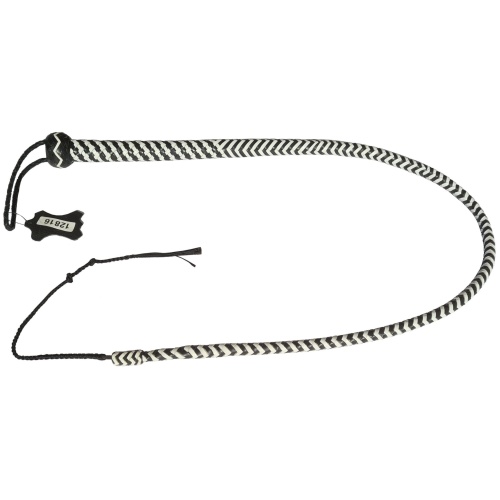 long leather whip black and white