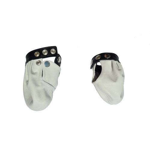 testicle bag white leather