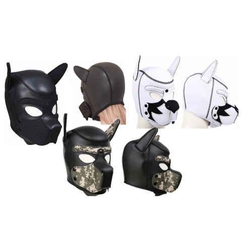 Hundmask BDSM svart armévit
