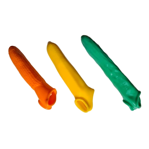 Penis sheaths corn, banana, cucumber.