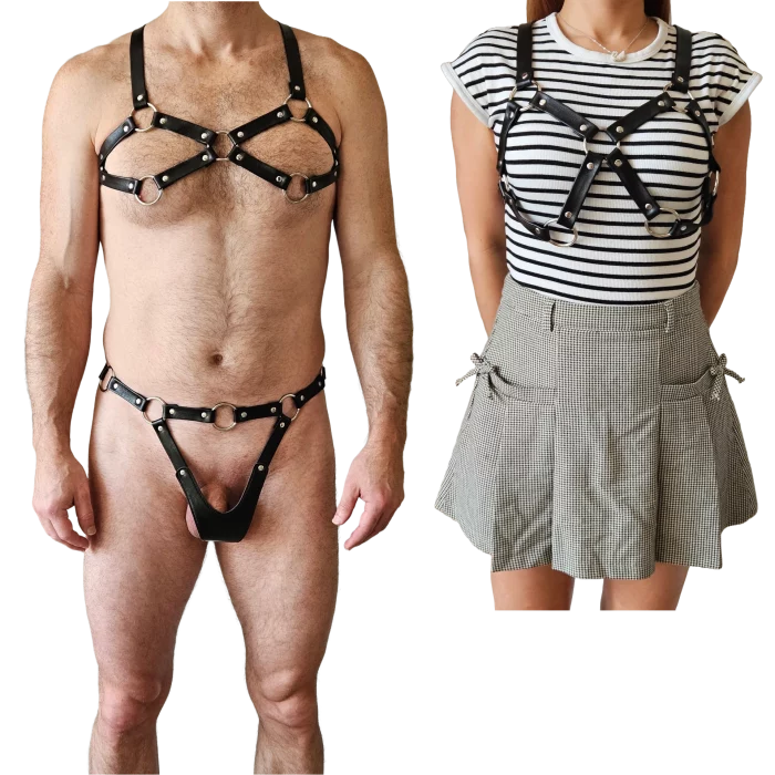 BDSM skórzany niewolnik niewolnica napletek